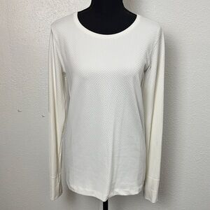 992 Athleta Classic White Long-Sleeve Ribbed Knit Top. SzM